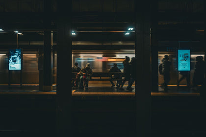 NYC subway station at night