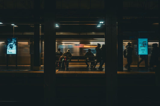NYC subway station at night