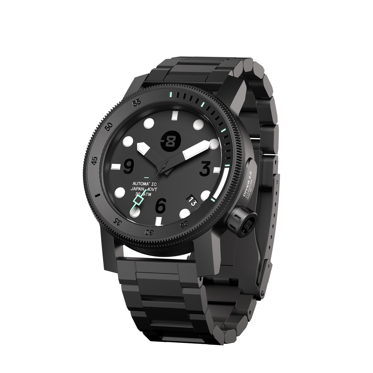 Diver 2.0 in black, angled view