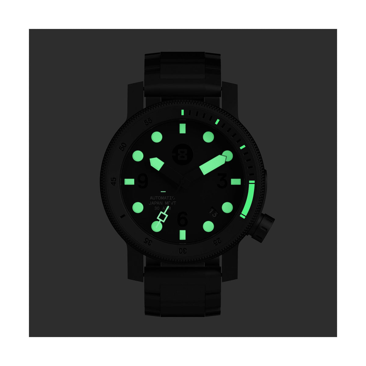 Diver 2.0 in black, lume in the dark