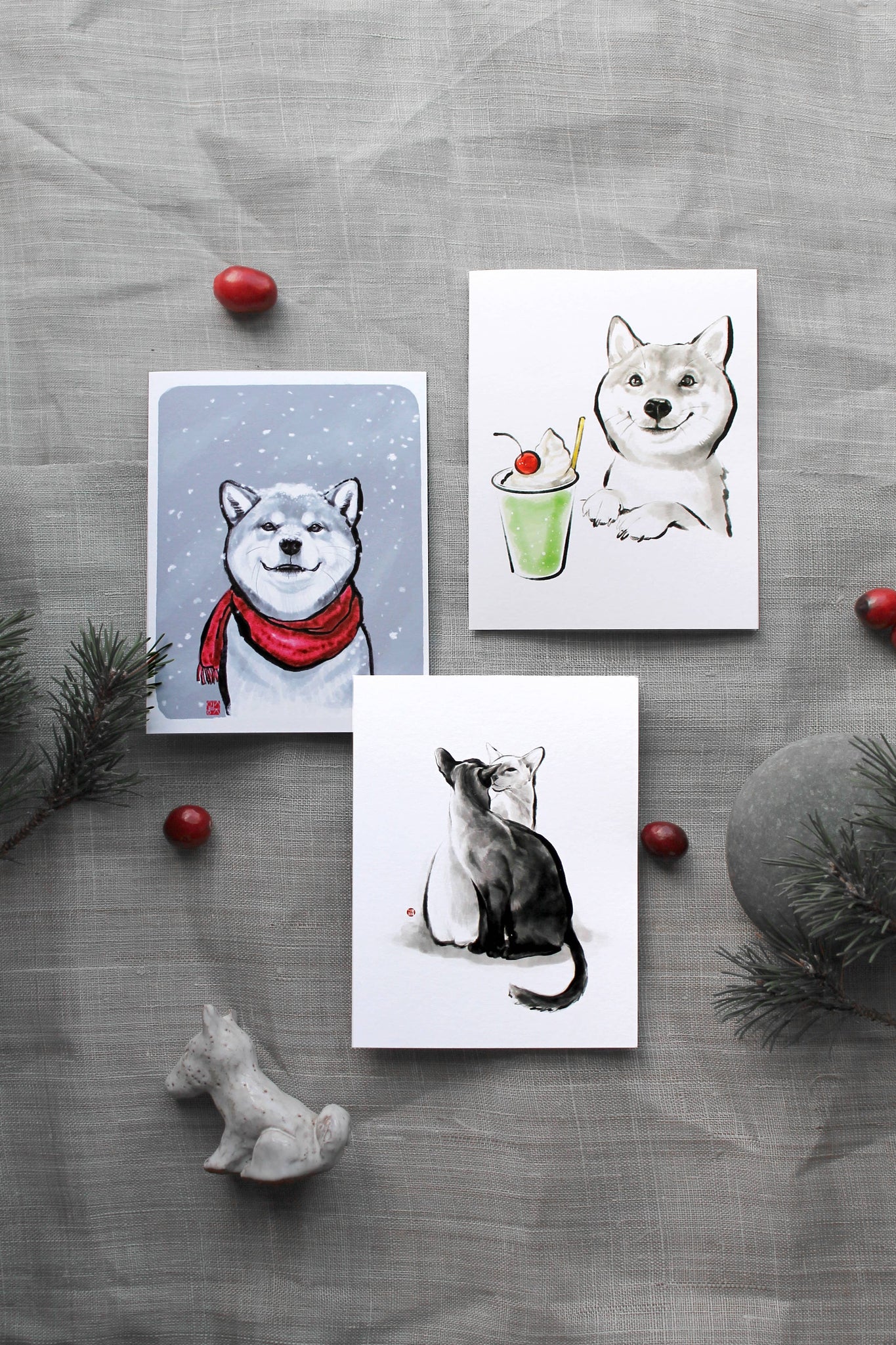 Shiba in Red Scarf Greeting Card