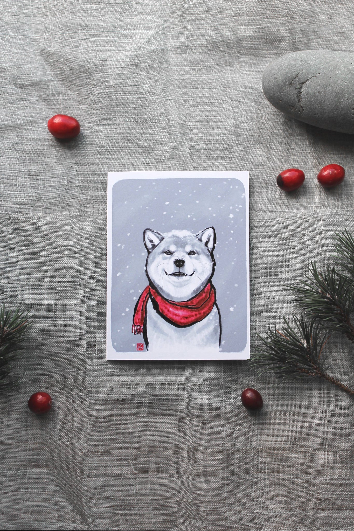 Shiba in Red Scarf Greeting Card