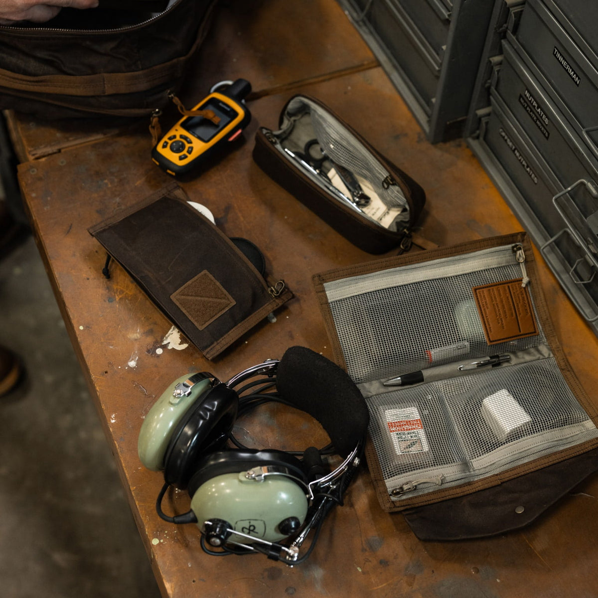 Evergoods Civic Flat Pouch (Waxed Canvas Edition) - with tools