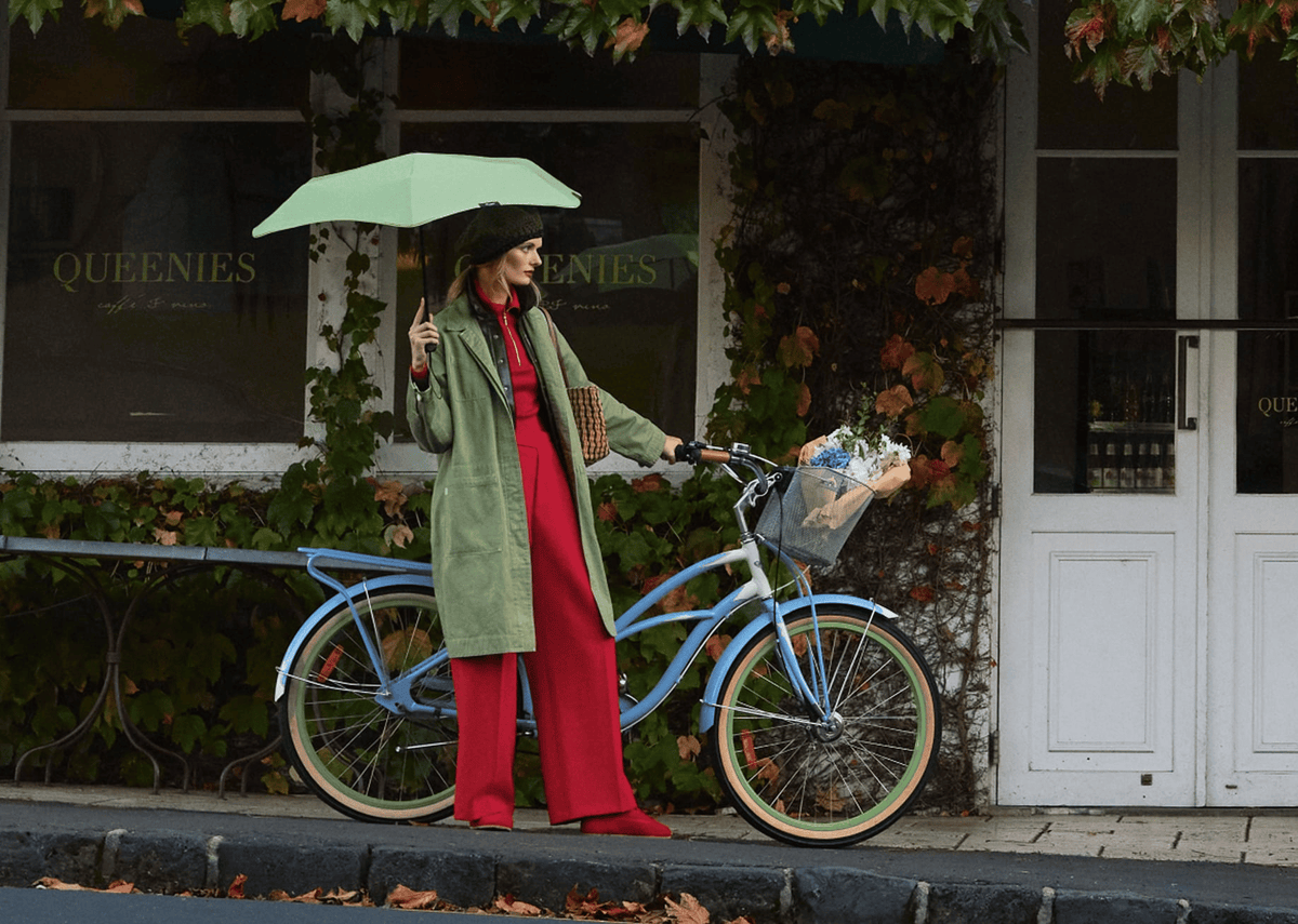 Blunt Neo Umbrella - Sage Green - in use