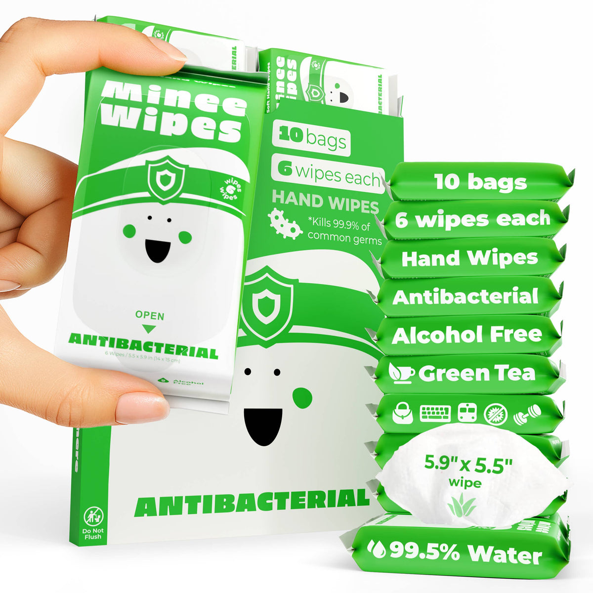 Antibacterial Travel Wipes 10-Pack