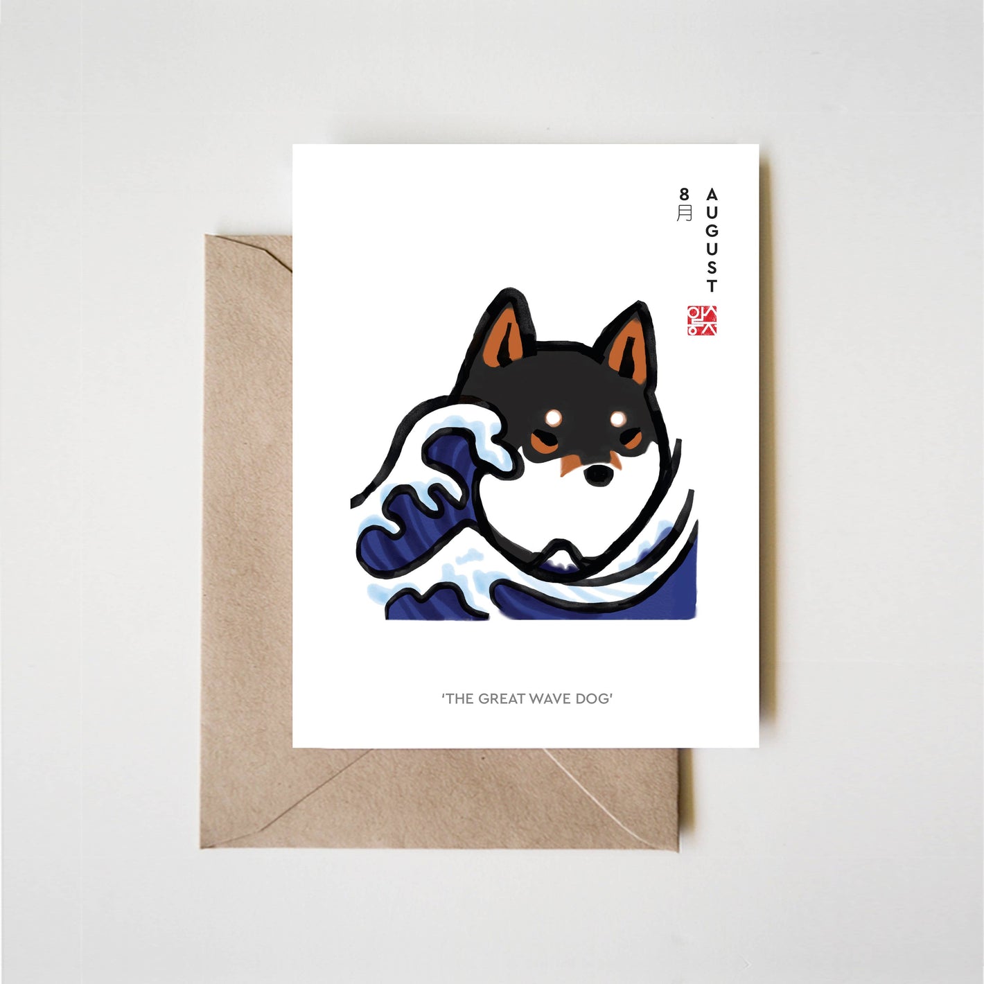 August Ocean Wave Shiba Card