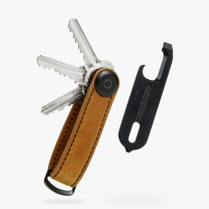 Orbitkey 2.0 Key Organiser Gift Set (Chestnut Brown with Black Stitching and Multi-Tool v2)